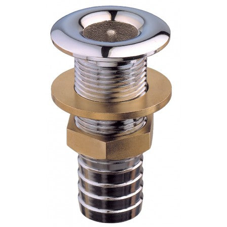 Thru-hull connection with hose adaptor     Chromium-plated brass