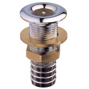 Thru-hull connection with hose adaptor     Chromium-plated brass