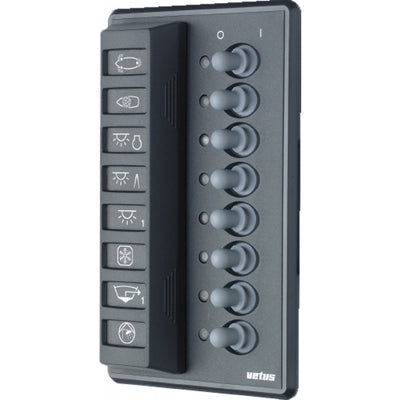Vetus P8FA Vertical Switch Panel 8 Way (12V/24V / Auto Fuses)  V-P8FA
