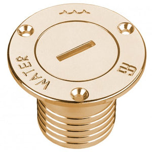"WATER" deck filler with hose connector     Polished brass