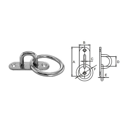 Eye plate rectangular with ring AISI304