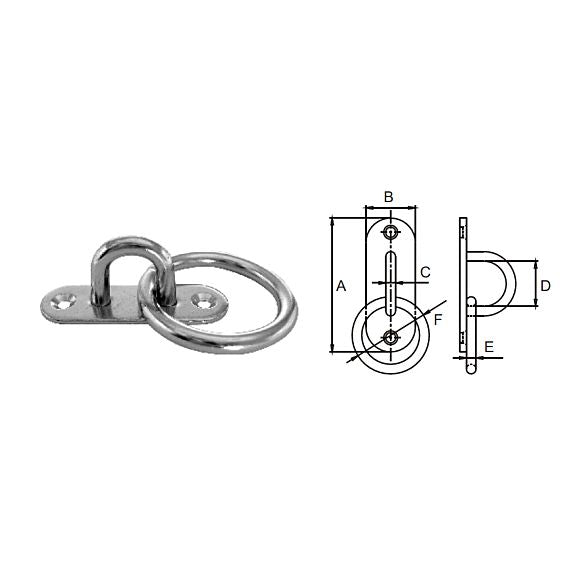 Eye plate rectangular with ring AISI304