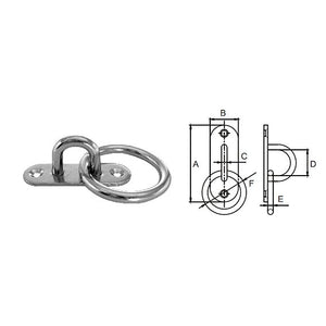 Eye plate rectangular with ring AISI304