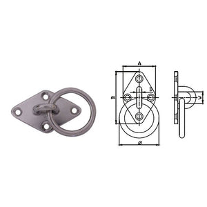 Eye plate diamond with ring AISI304 5mm
