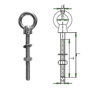 Eye Bolt inc Nut & Washer - Stainless Steel AISI316